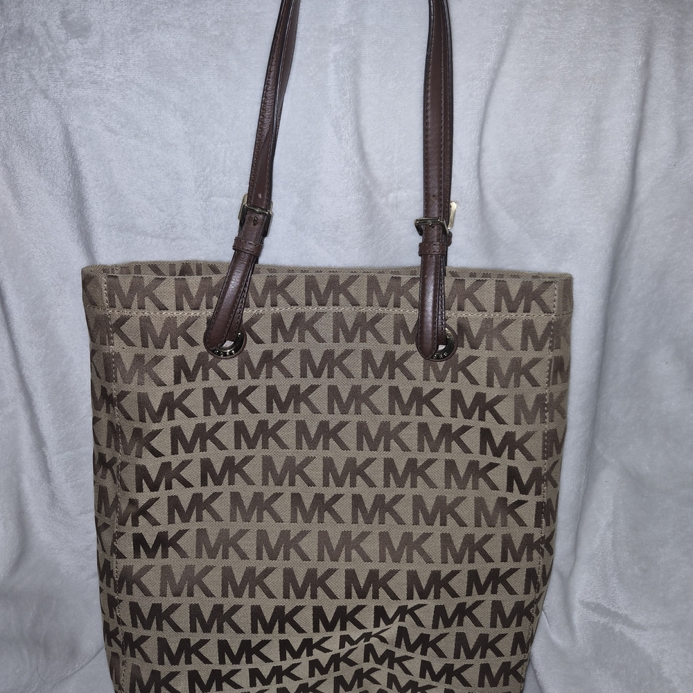 Michael Kors Tan and Brown MK Logo Tote
